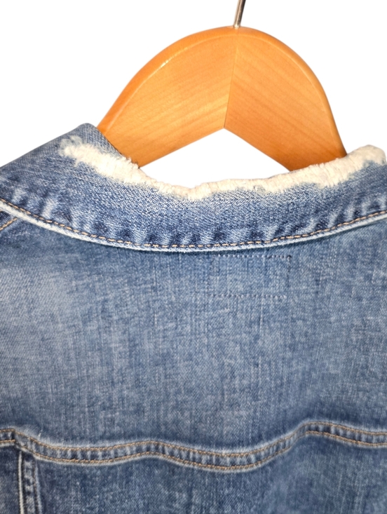 Hudson "The Classic" Distressed Denim Jean Trucker Jacket Rose Embroidery Size M - Picture 8 of 14
